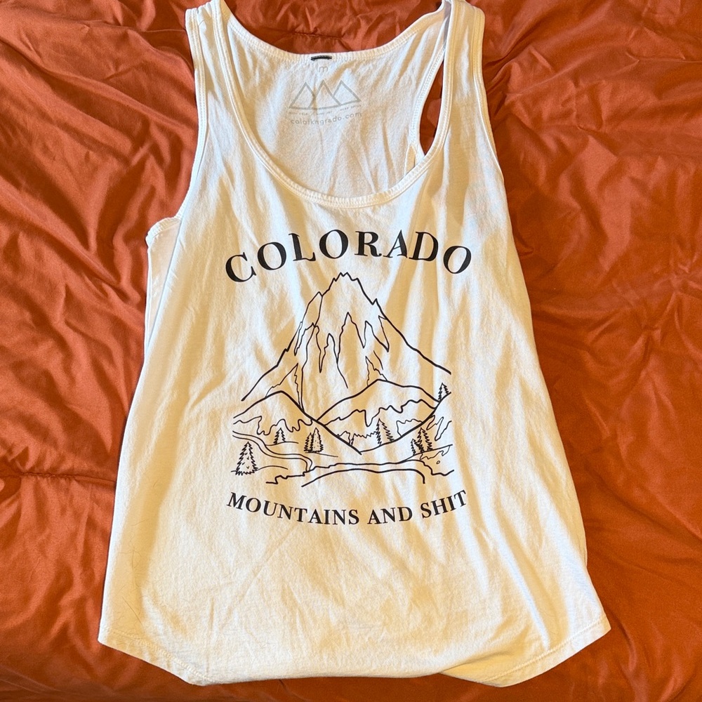 White Graphic Tank Top
